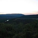 Cacapon Mountain in West Virginia twilight mounains farm river and town