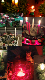 A collage of 17 Sun Wheel altars submitted by past participants