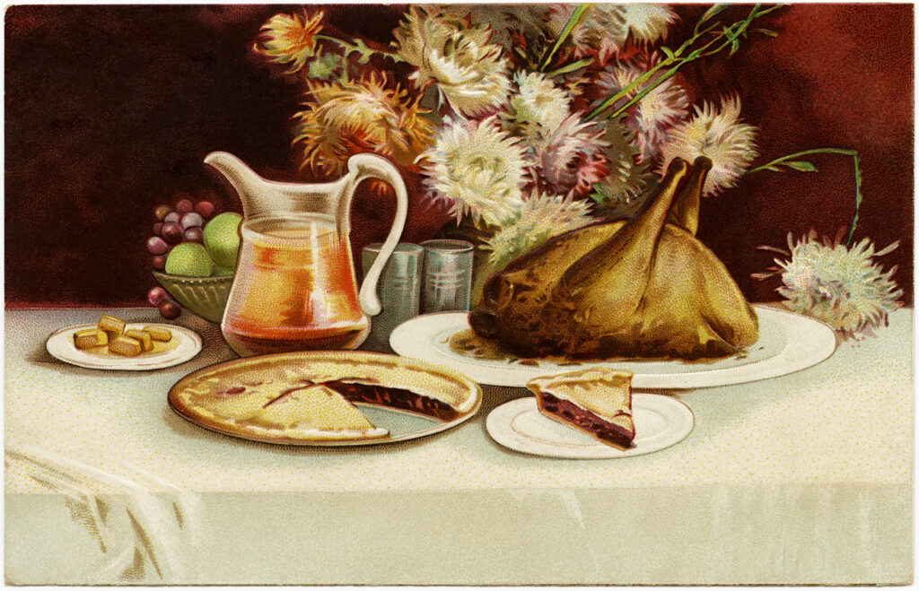 Vintage art Thanksgiving table