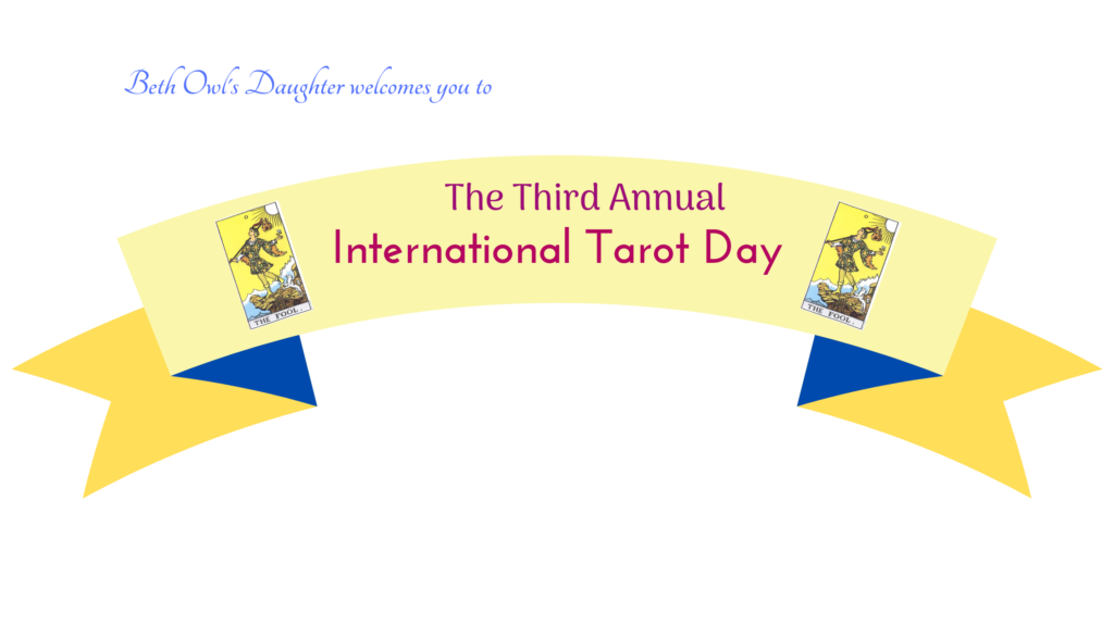 Yellow banner with International Tarot Day announcement