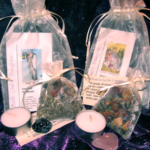 My photo of tarot soul card kits herbs in small bags with candles and crystals