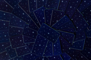 abstract background with tarot cards deck blue stars sky