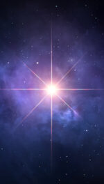 Illustration of the shining Christmas star on the starry night sky