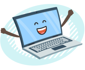 happy computer cheering