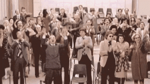 Animated gif file of people cheering and applauding