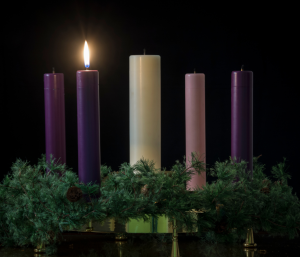 First candle of Christian advent wreath