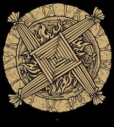 Brigids cross and flame
