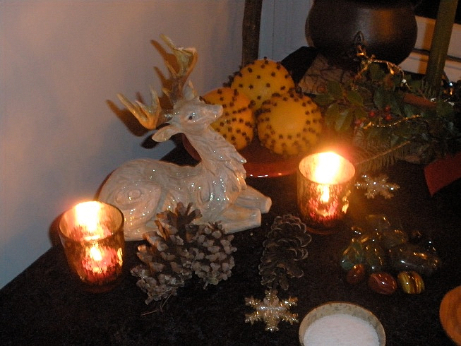 Two candles lit for Yule advent