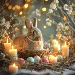 Ostara hare and eggs in candlelight