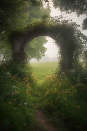 AI image of Beltane archway in the morning
