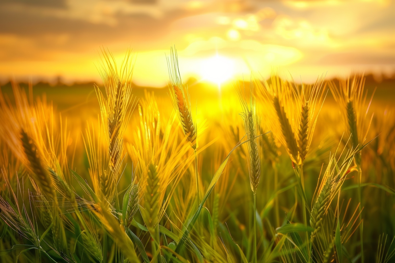 lush green fields, golden wheat fields, and bountiful harvests