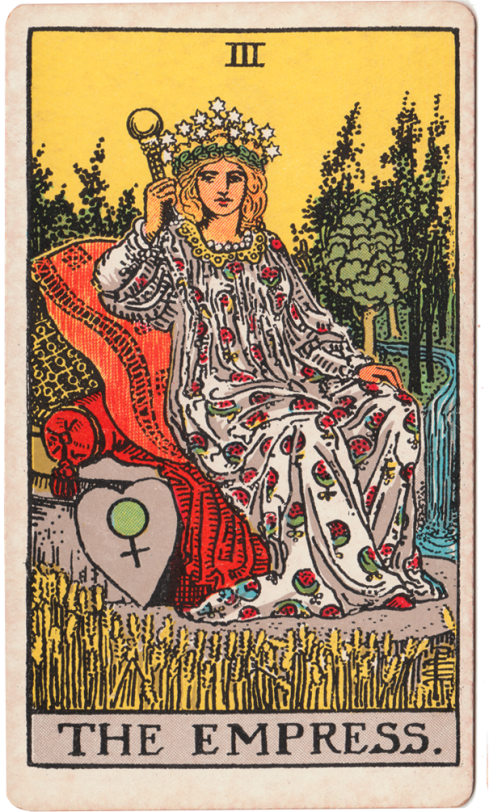 Waite-Smith Tarot image of the Empress triumph card of the Major Arcana