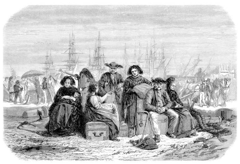 Engraving of immigrants: 1861