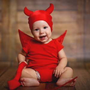 Baby in devil halloween costume