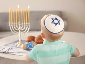  Little boy on the first night of Hanukkah