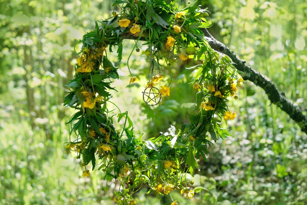 wreath and greenery for Beltane