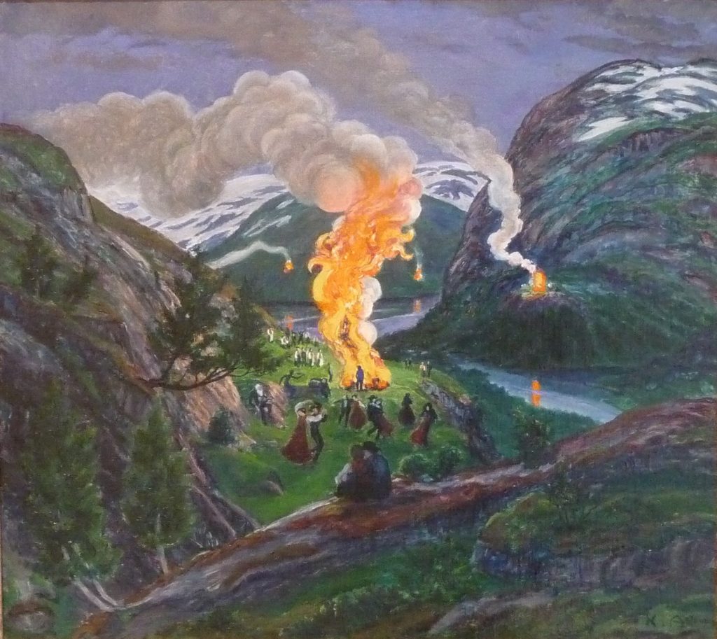 Midsummer Eve Bonfires (Mittsommerfeuer) by Nikolai Astrup
