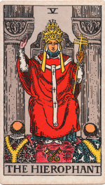 Smaller Hierophant from the public domain version of the W-S Tarot
