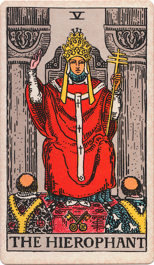Smaller Hierophant from the public domain version of the W-S Tarot