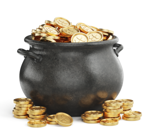 Cauldron with gold coins