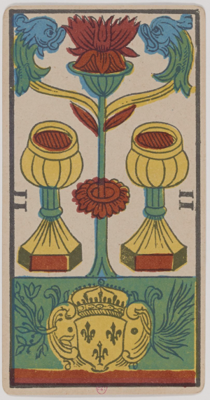 Two of Cups from the Tarot de Marseilles